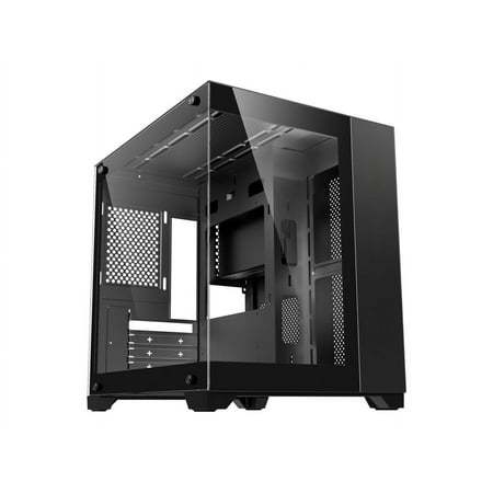 DIYPC DIY-CUBE01-BK Black USB3.0 Tempered Glass Micro ATX Gaming Computer Case w/ Dual Tempered Glass Panel. Fans Not Included