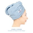 thumbnail image 2 of American Soft Linen 100% Cotton Turkish Hair Drying Towels, 2 Piece Quick Drying Hair Turban Towel Wrap, Rockridge-Sky Blue, 2 of 6