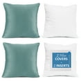 thumbnail image 1 of Nestl Plush 2 Pack Solid Decorative Microfiber Square Throw Pillow Cover with Throw Pillow Insert for Couch, Teal, 26" x 26", 1 of 1