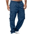 thumbnail image 2 of Aezemi Men Straight Leg Cargo Pants with Multiple Pockets Lightweight Fashion Elastic Waist Pull on Hiking Pants Drawstring Trendy Workout Outdoor Trousers XXL, 2 of 9