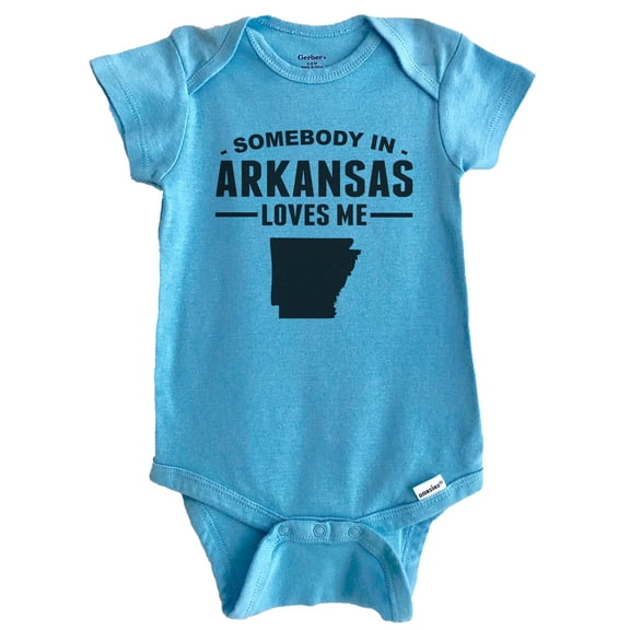 Somebody In Arkansas Loves Me Baby Bodysuit - Arkansas Baby Bodysuit (Blue), 0-3 Months