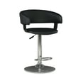 thumbnail image 4 of Linon Curved Low Back Indoor Round Metal Pedestal Bar Stool with Adjustable Height and Swivel, Chrome/Black Faux Leather, 4 of 14