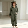 thumbnail image 3 of JOANKDMI Tween Girls Fuzzy Fleece Size 11-12 Onesie Pajamas with Cute Ears Hood and Pockets Zipper One Piece Jumpsuit Warm Fluffy Sleepwear for Winter Lounge Homewear, 3 of 7