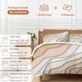thumbnail image 6 of 3 Piece Beige Ombre Duvet Cover Set California King,Microfiber Comforter/Quilt Cover with Corner Ties and 2 Pillowcases,Modern Geometric Abstract Aesthetic Cream Soft Bedding with Zipper Closure, 6 of 8