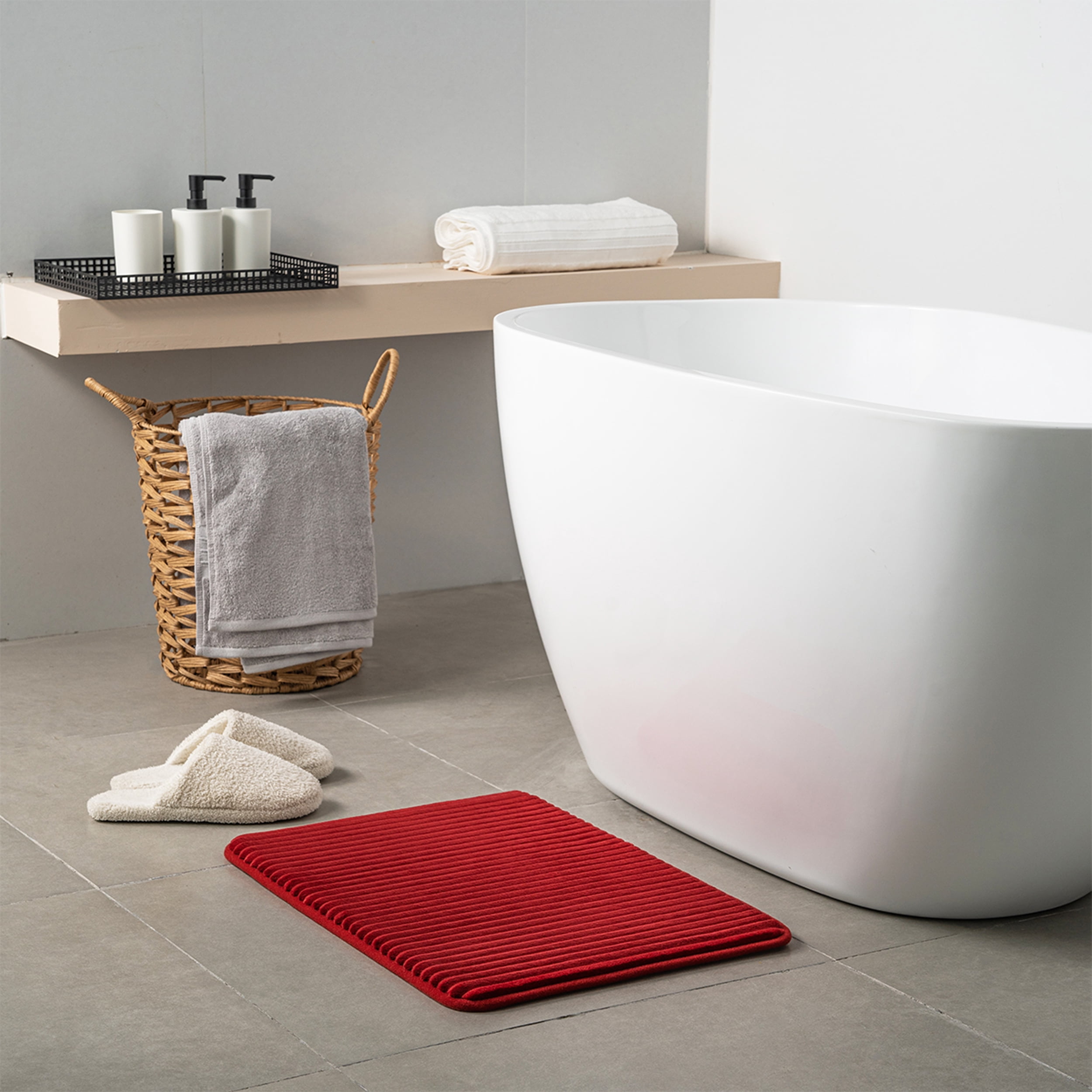 Mainstays Red 2-Piece Performance Foam 17"x 24" Bath Rug Set
