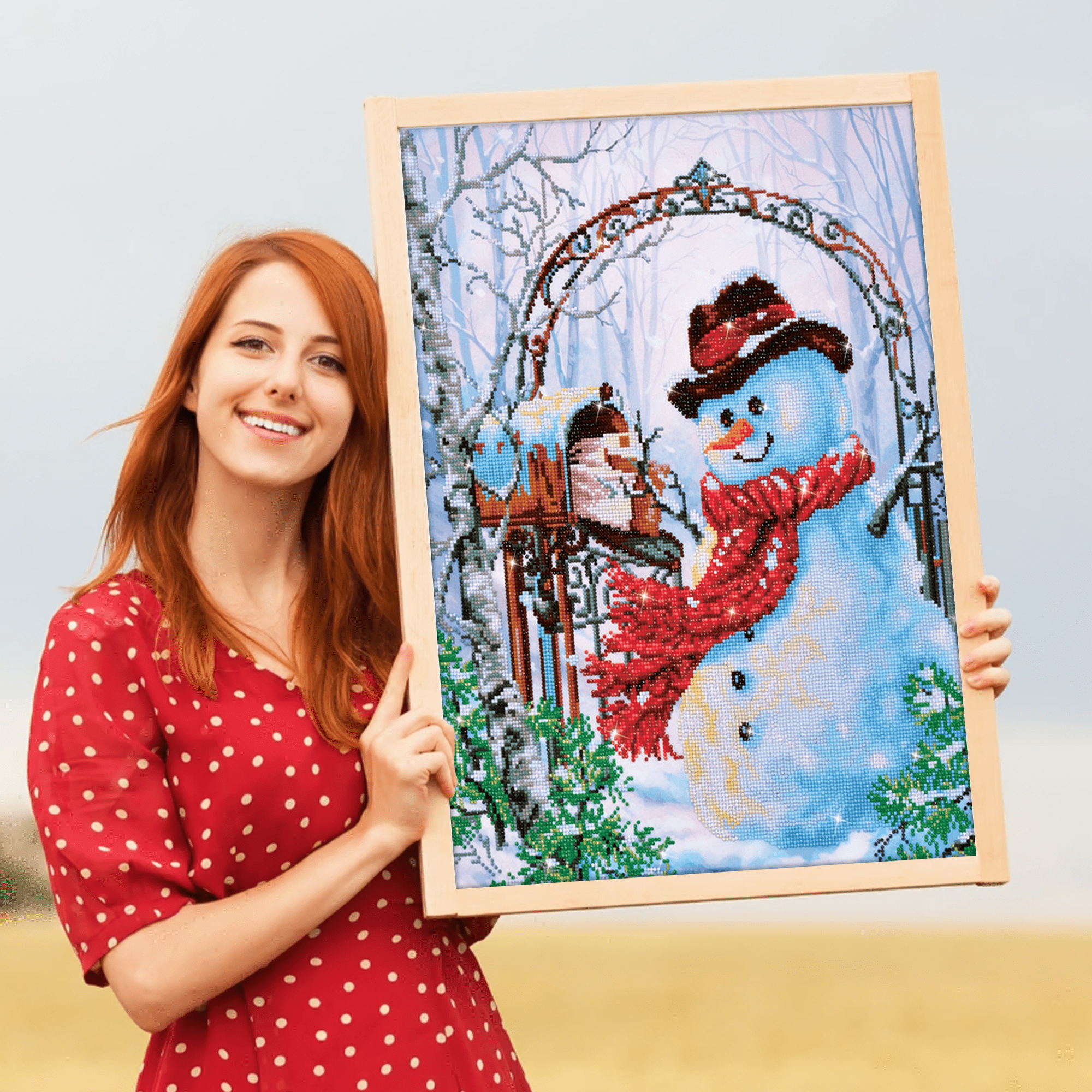 Diamond Dotz Father Snow Snowman Diamond Painting Kits for Adults - Diamond Art Kits a Relaxing Creative Craft Kit with Dotz Gems 24"x20"