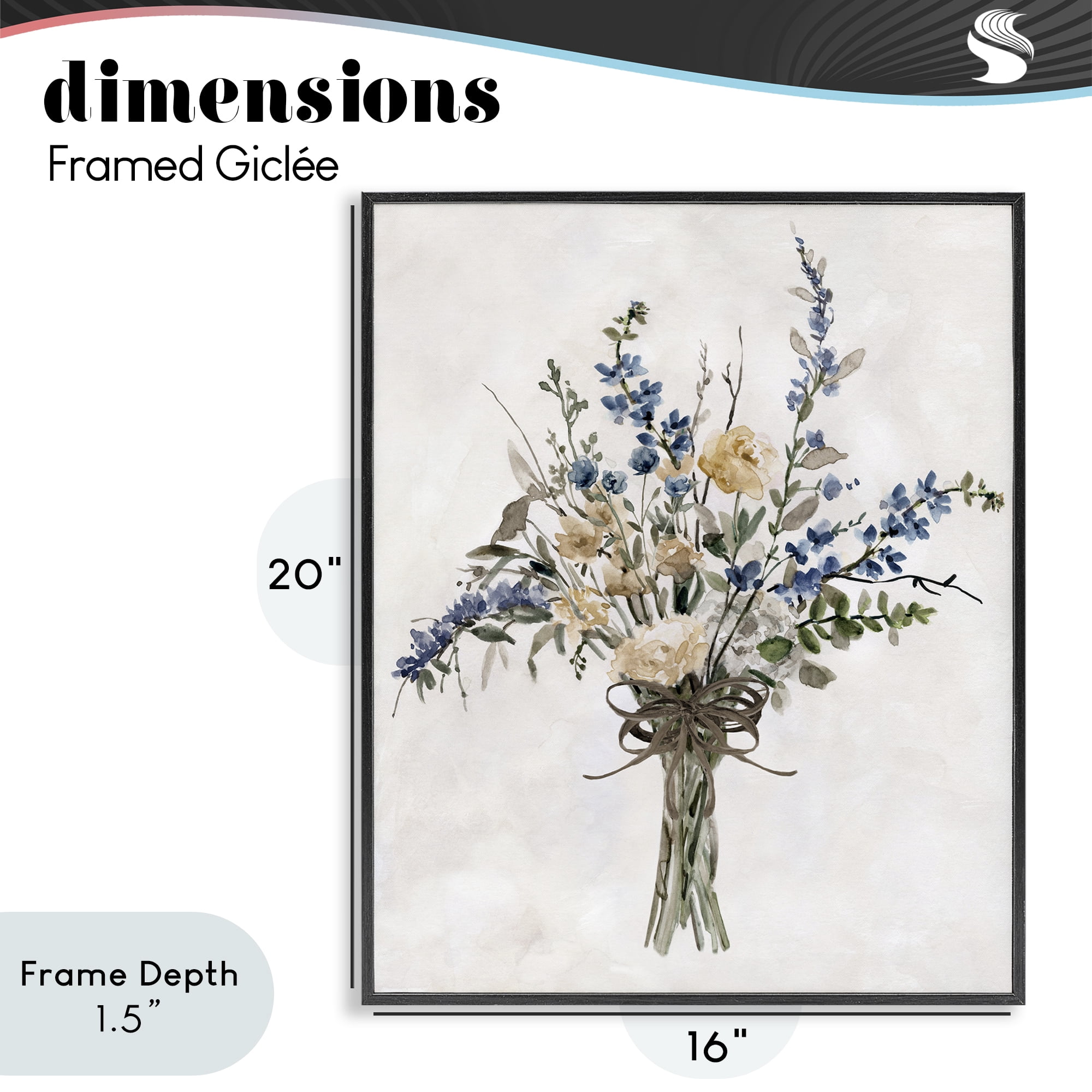 Stupell Industries Subdued Flower Bushel Black Framed Giclee Art, design by Carol Robinson