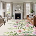 thumbnail image 2 of Spring Pink Flower Large Area Rugs 8x10 ft Eucalyptus Leaf Wildflower Countryside Washable Rug Non Slip Indoor Carpet Absorbent Floor Mat for Living Room Bedroom Dining Room, 2 of 9