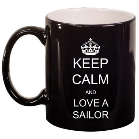 UPC 799928000048 product image for Keep Calm and Love A Sailor Ceramic Coffee Tea Mug Cup Black | upcitemdb.com