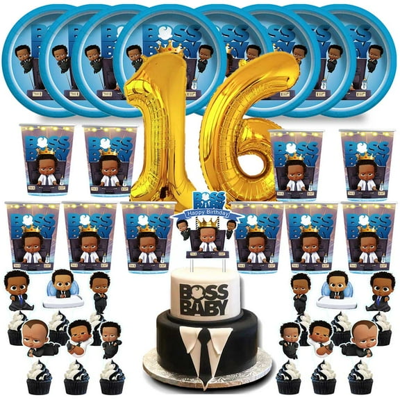 Boss Baby Africa Boy Birthday 16th Cups Party Supplies Plates Fans Decorations Cake Topper Decor