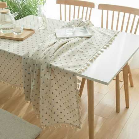 

Zhuge Blue Daisy Printed Small Fresh Countryside Style Tablecloth Home Tea Table Cover Tassel Lace (60 * 60cm)