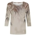 thumbnail image 4 of hxobax 3/4 Length Sleeve Tops for Womens Summer Cute Tshirts Floral Print Tunic Top Pullover Blouses, 4 of 5