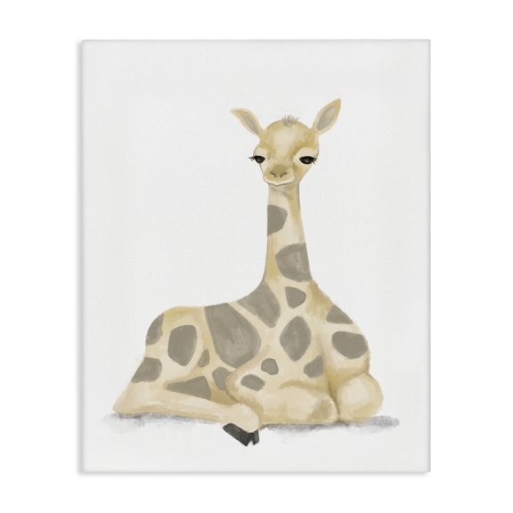 Stupell Industries Cottage Baby Giraffe Resting Soft Yellow Brown Illustration Canvas Art, 16 x 20, by Lil' Rue