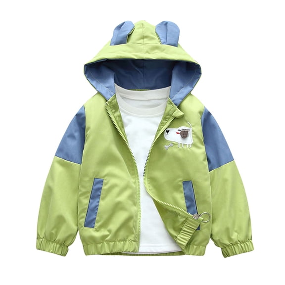 Zwiiyzr 3-12Y Toddler Boys Girls Raincoat Waterproof Lightweight Kids Rain Jacket Windbreaker Outwear Coat Green