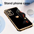 thumbnail image 4 of for Samsung Galaxy A34 5G Case Black Love Hearts Design for Women Girl Men, Luxury Plating with Strap Stand Full Camera Lens Protection Bumper for Galaxy A34 5G, 4 of 12