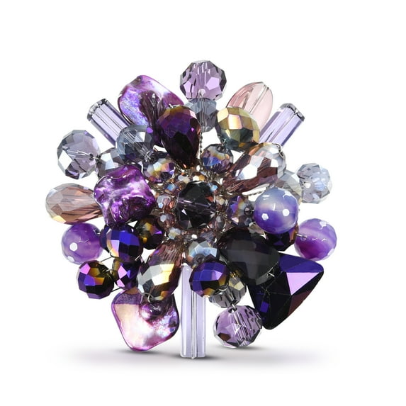 Purple Blossoming Lotus Amethyst Stone Floral Pin/Brooch