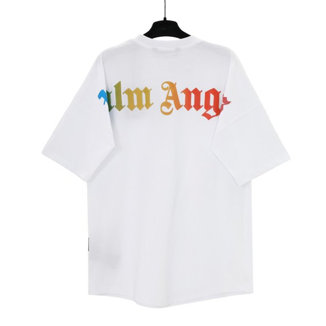 Comercio exterior pa angel marca de moda árbol de coco llama letra logo graffiti flujo pintura Camiseta de manga corta ropa de pareja2257 # blanco
