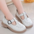 thumbnail image 2 of GiLiling Girls Mary Jane Dress Shoes, Perforated PU Leather T-Strap Flats with Adjustable Buckle, Non-Slip Rubber Sole Casual School Party Footwear (White, 3.5-4 Years), 2 of 7