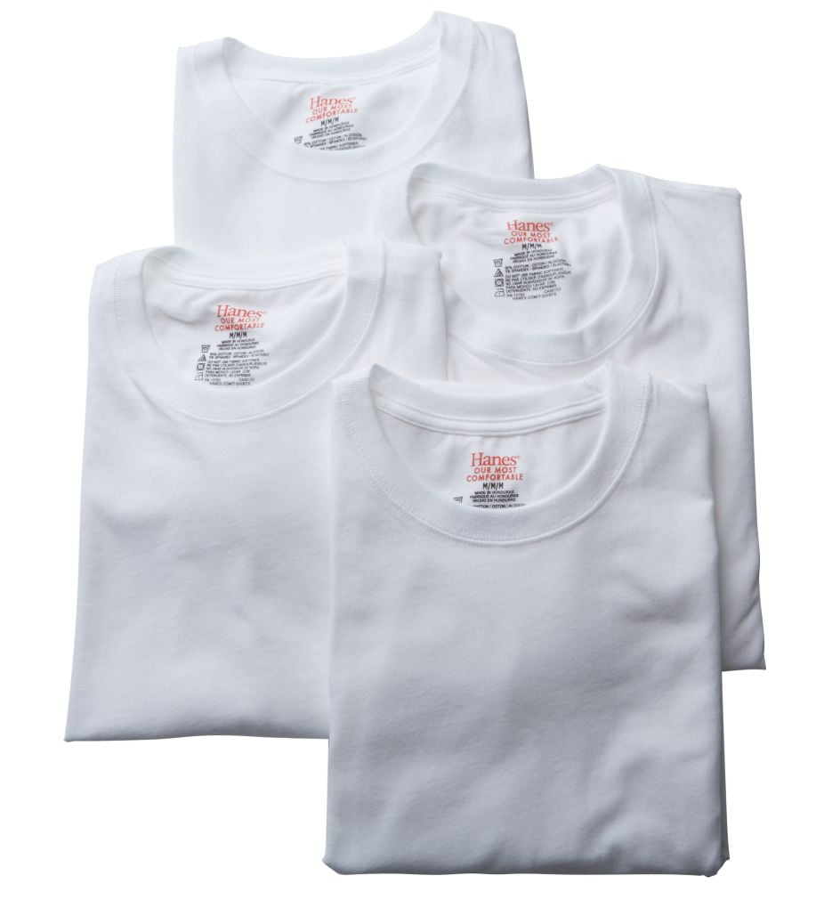 Men's Hanes U9T1W4 Stretch Crew T-Shirts - 4 Pack (White XL) - Walmart.com