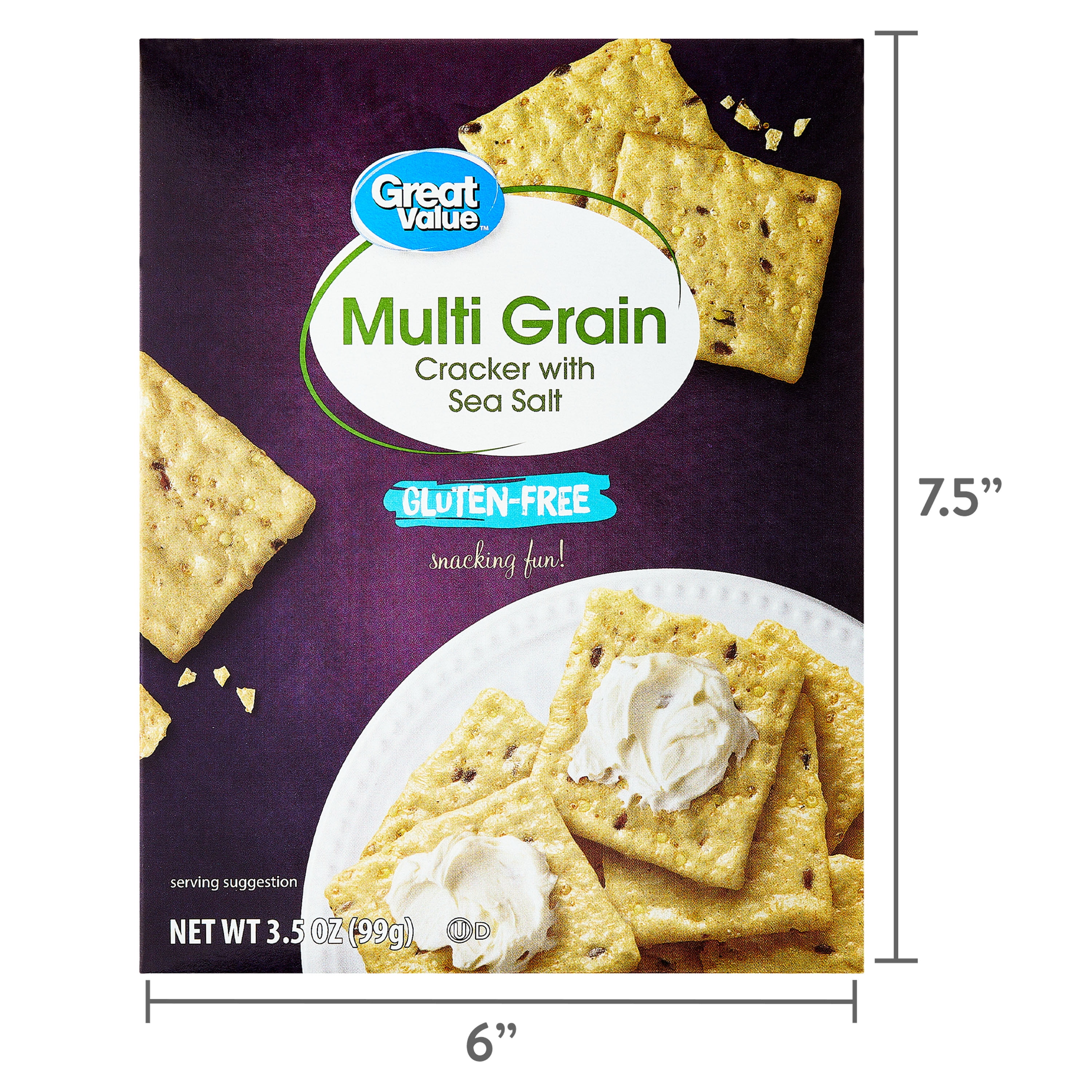 (3 pack) Great Value Multi Grain Crackers with Sea Salt, 3.5 oz