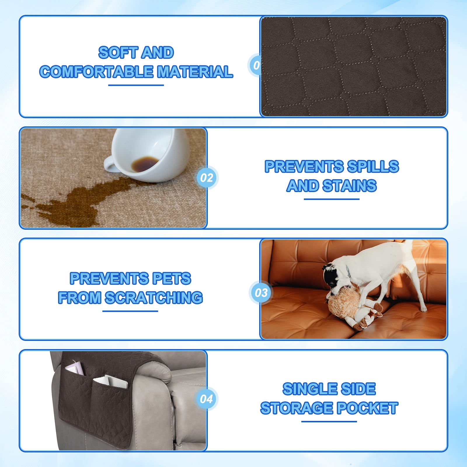 Unique Bargains Arm Cover Furniture Protect Recliner Chair Covers Coffee