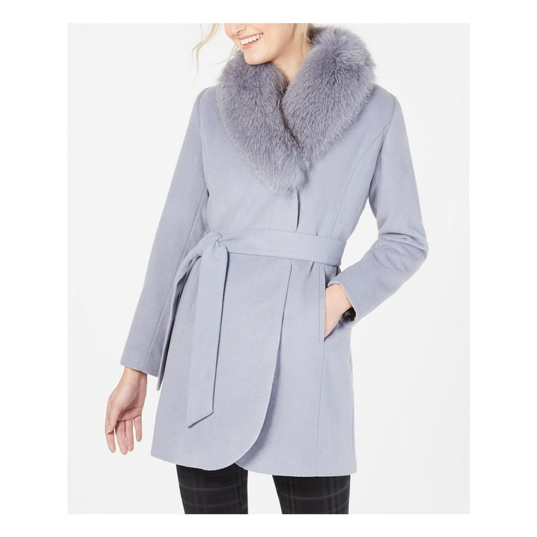 Forecaster of Boston Womens Wool Blend Winter Wrap Coat Blue 18