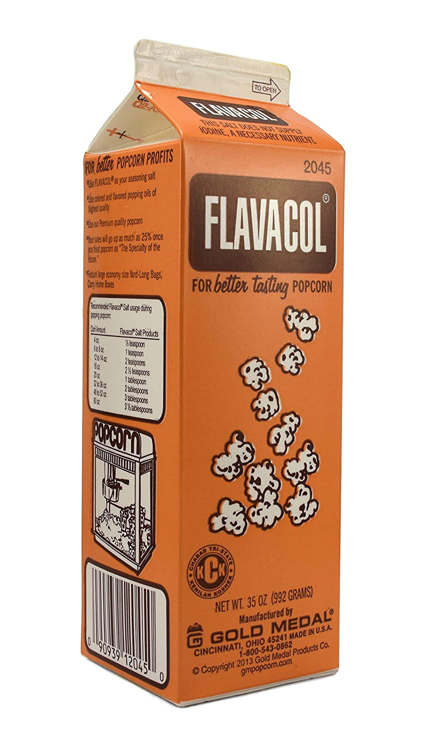 Gold Medal Prod 2045 Flavacol Seasoning Popcorn Salt 35oz.