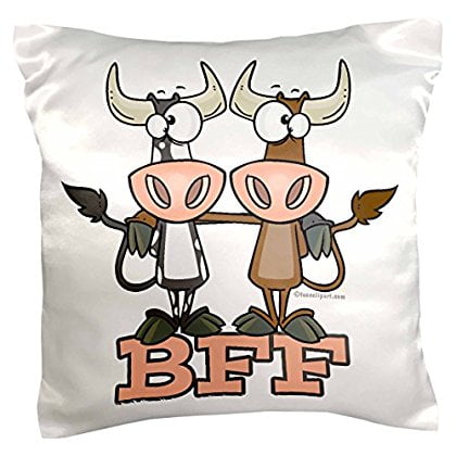 3dRose Bff Cow Best Friends Forever Buddies, Pillow Case, 16 by