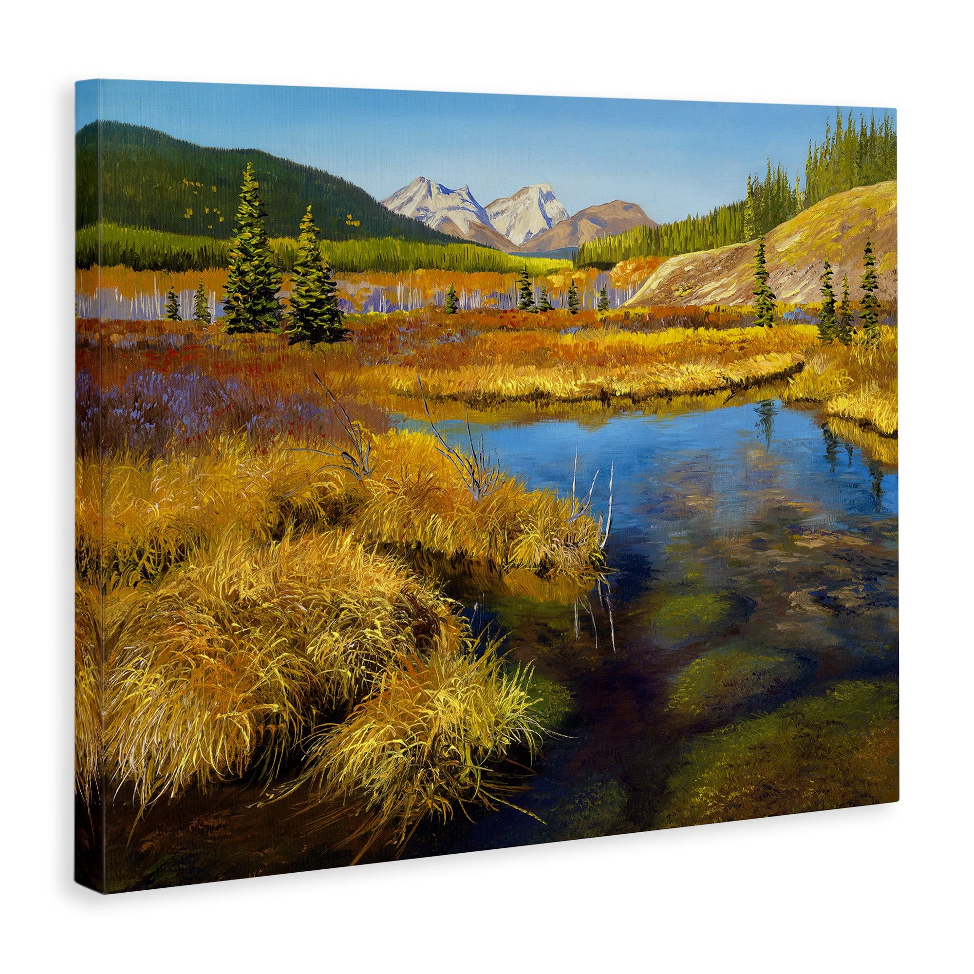 Stupell Industries Lush Pond Landscape Landscape & Nature Painting Wrapped Canvas Art Print Wall Art, 30 x 24