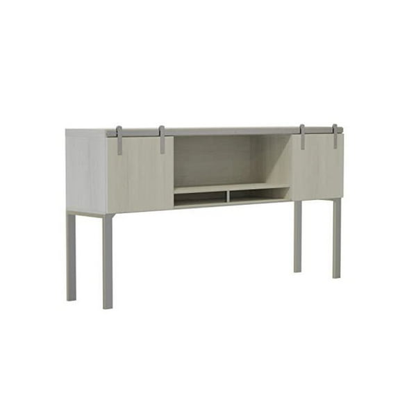 Safco Mirella Modern Wood Hutch with Sliding Doors in White Ash