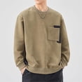 thumbnail image 4 of Ediodpoh Chandail en Molleton Homme Patchwork Bicolore Col Rond Ample Design Poche Poitrine Manches Longues Khaki TTTG, 4 of 9