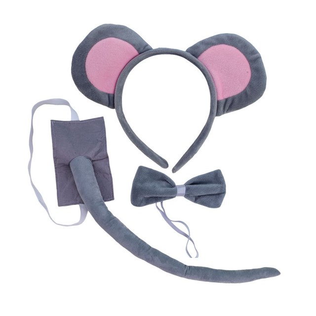 Diadema de animal de Halloween lindas orejas de ratón pequeño niños dibujos animados diadema de ratón gris