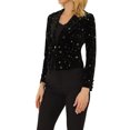 thumbnail image 4 of INSPIRE CHIC Women's Printed Business Office One Button Crop Metallic Star Velvet Blazer L Black-Star, 4 of 6