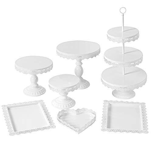Set of 7 Pieces White Cake Stand Set 