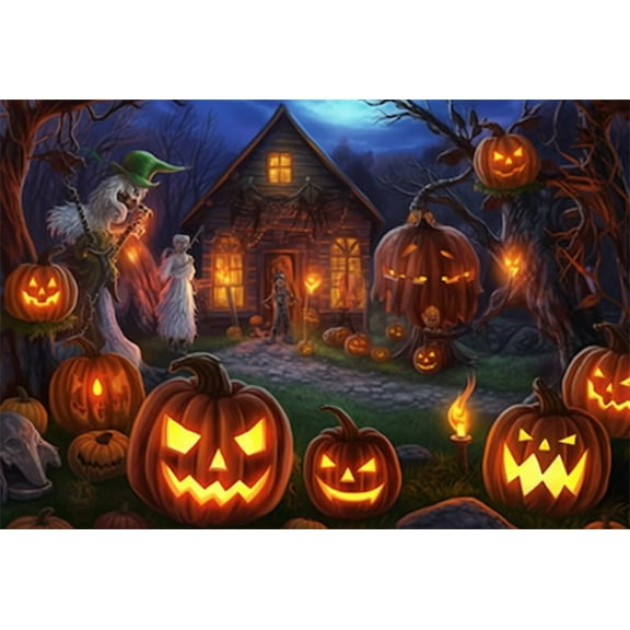 Jigsaw Puzzles For Adults 50 Pieces, Horror Night Castle Halloween Jack-O'-Lantern Anime Funny Dance Home Decor Wall Art Gift