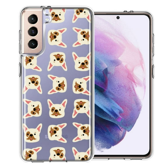 MUNDAZE For Samsung Galaxy S21 Frenchie Bulldog Polkadots Design Double Layer Phone Case Cover
