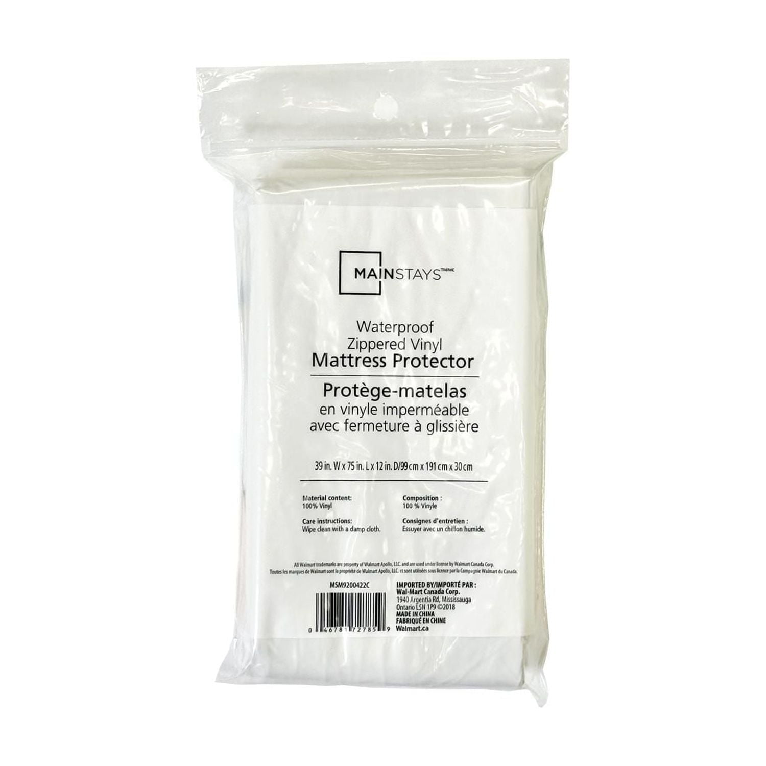 Mainstays Waterproof Zippered Vinyl Mattress Protector-Twin Size,Double Size,Queen Size, Mainstays Mattress Cover- Twin,Double,Queen Size