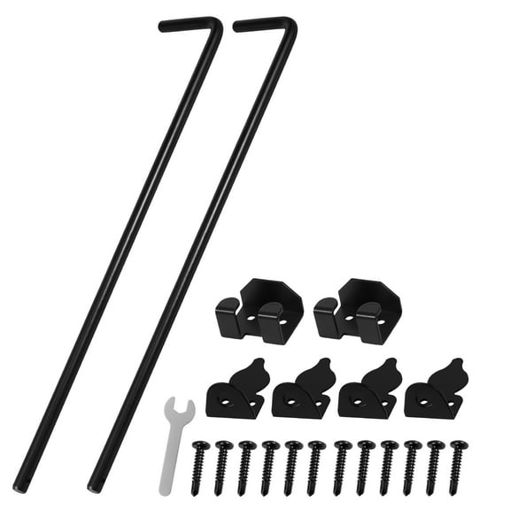 2Pcs Cane Bolt Gate Drop Rod Kit 12 inch/18 inch Heavy Duty Iron Gate Ground Latch Multipurpose Fence Ground Latch Gates Doors Stopper Easy to Install Cane Bolt Hardware for Wooden Fence Gates