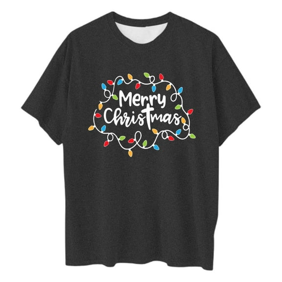 Womens Plus Size Christmas Tshirt Merry Christmas Graphic Short Sleeve Crewneck Tees Loose Fit Casual Fashion Tops