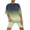 thumbnail image 2 of Sakmal Pajamas Sets for Women Green Elbow-Length Shorts Pant Gradient Loose Fit Comfy Sleepwear for Ladies, 2 of 5
