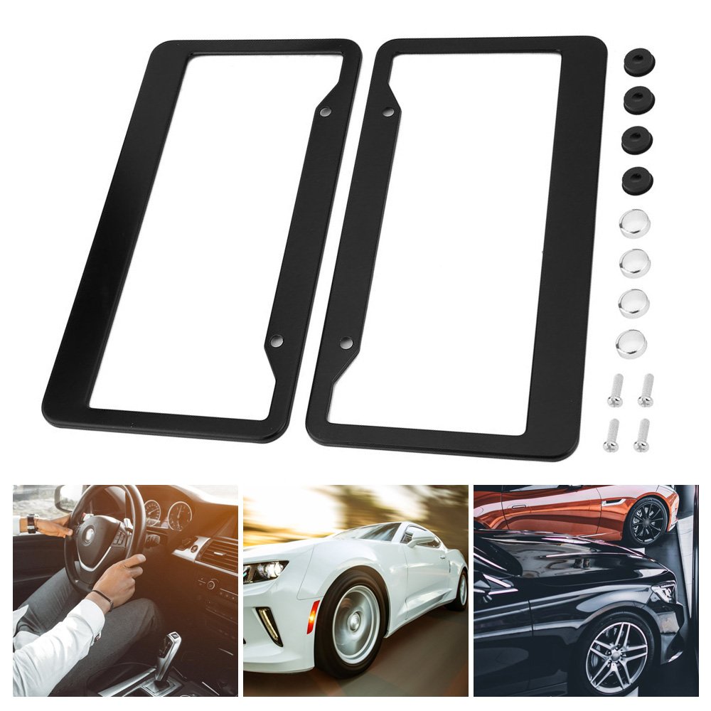 2pcs Aluminum Alloy Car License Plate Frame Tag Cover Holder With Screw