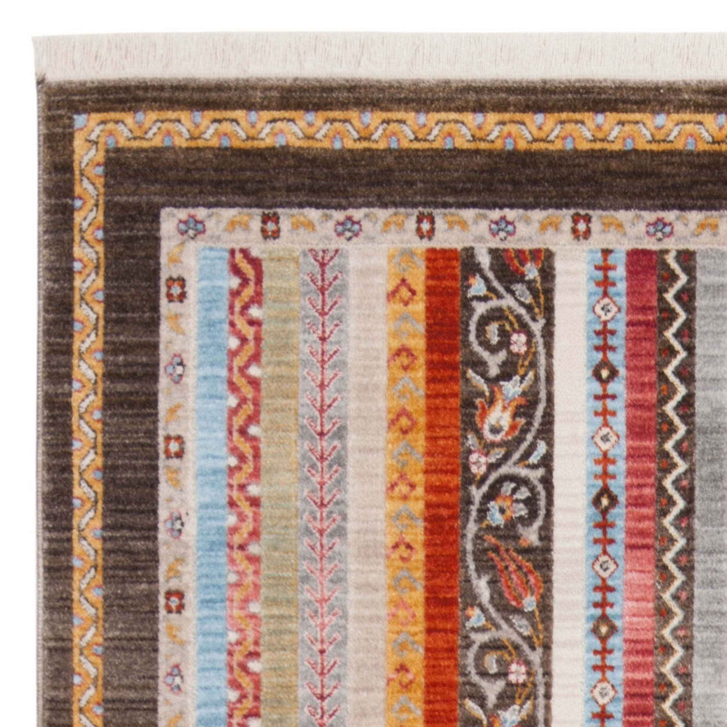 SAFAVIEH Bokhara Rosanne Striped Polyester Area Rug, Brown/Yellow, 4' x 6'