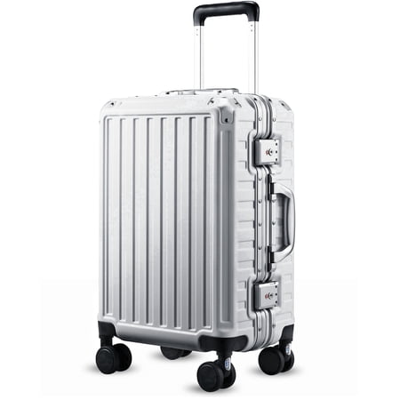 20" Carry-on Zipperless Aluminum Polycarbonate Luggage, Silver, ZX-Core