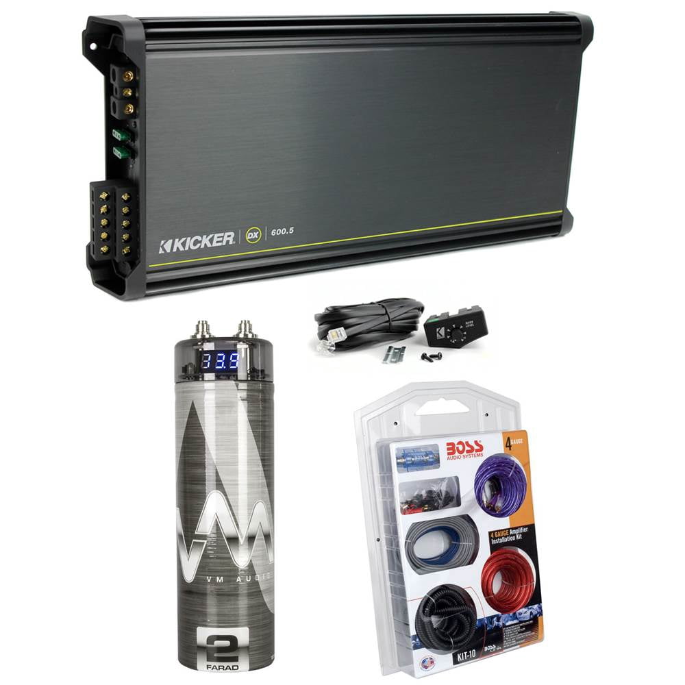 Kicker 11DX600.5 600W 5Ch Car Amplifier + Remote + 2 Farad Capacitor