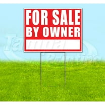 For Sale By Owner (18" x 24") Yard Sign, Includes Metal Step Stake