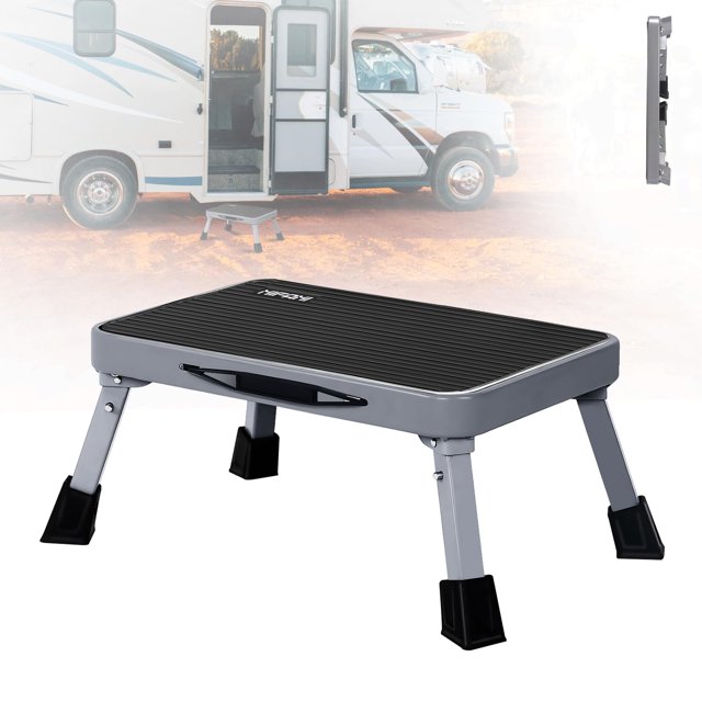 Taburete Mifami, escalera plegable de 1 peldaño, metal, 227 kg de capacidad