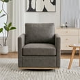 thumbnail image 2 of NEW 30.7"W Upholstered Square Swivel Accent Chair and Comfy Accent Single Sofa Chair, 360 Degree Club Chair, Lounge Armchair for Living Room Bedroom Apartment Nursery.Gray PU, 2 of 8