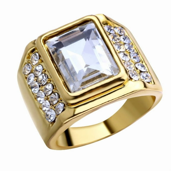 Men's 18 K Gold Plated Couple Inlaid Zircon Ring