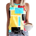 thumbnail image 2 of Workout Tank Tops Camisetas sin mangas con estampado de cuello redondo y cómodas para mujer, camisetas básicas de ajuste holgado informales de verano, blusa de playa (Yellow, XL), 2 of 4
