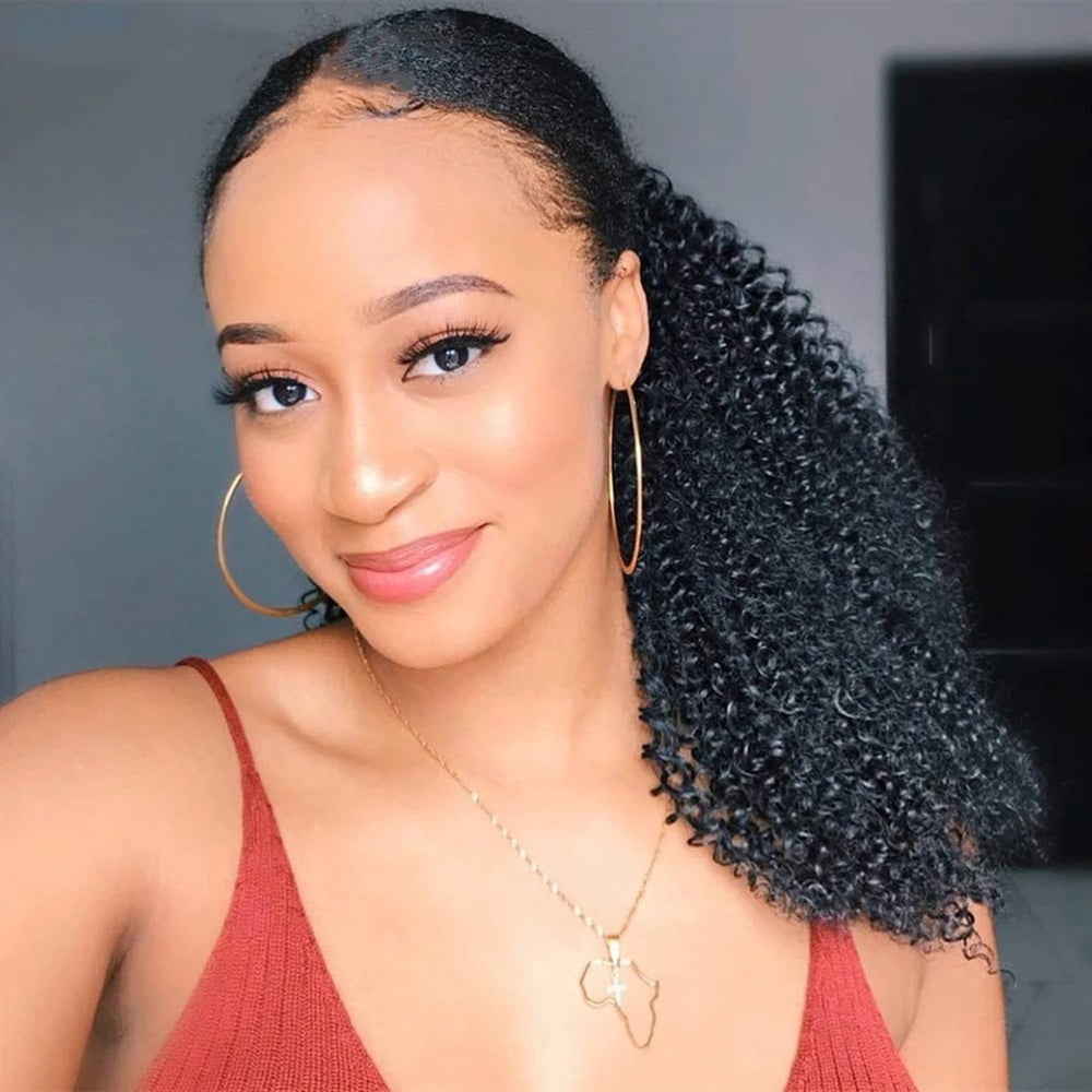 Afro Curly Drawstring Ponytail 8-26 Inch Kinky Curly Ponytail Human Hair Extensions Brazilian Remy Clip In Curly Ponytail Hair Extensions